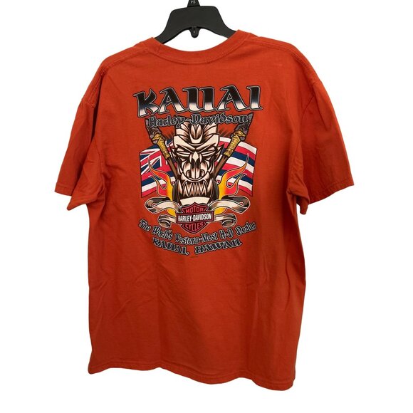 Harley-Davidson Kauai Hawaiian Orange T-Shirt XL 100% Cotton Mens Graphic Tee - Picture 2 of 7